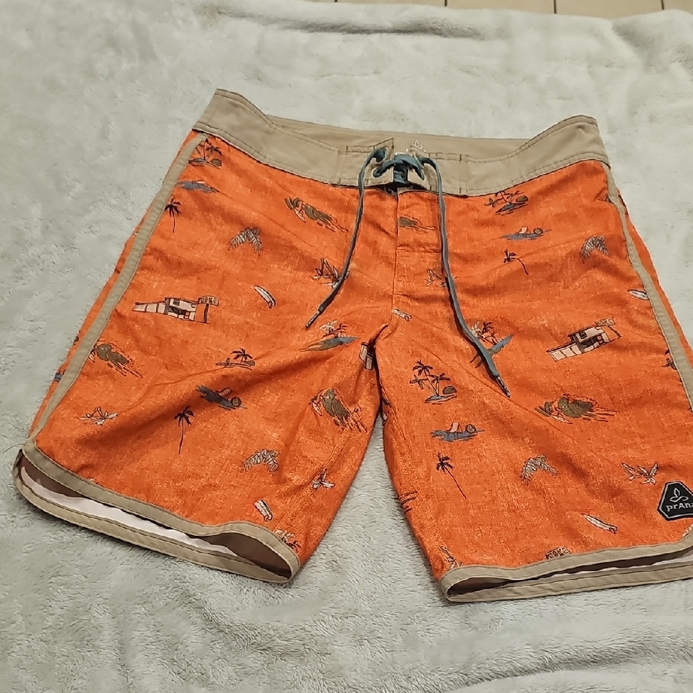 Hurley Men's Tropical Orange and Tan Board Shorts